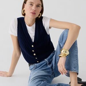 J. Crew Cashmere Navy Cable Knit Vest